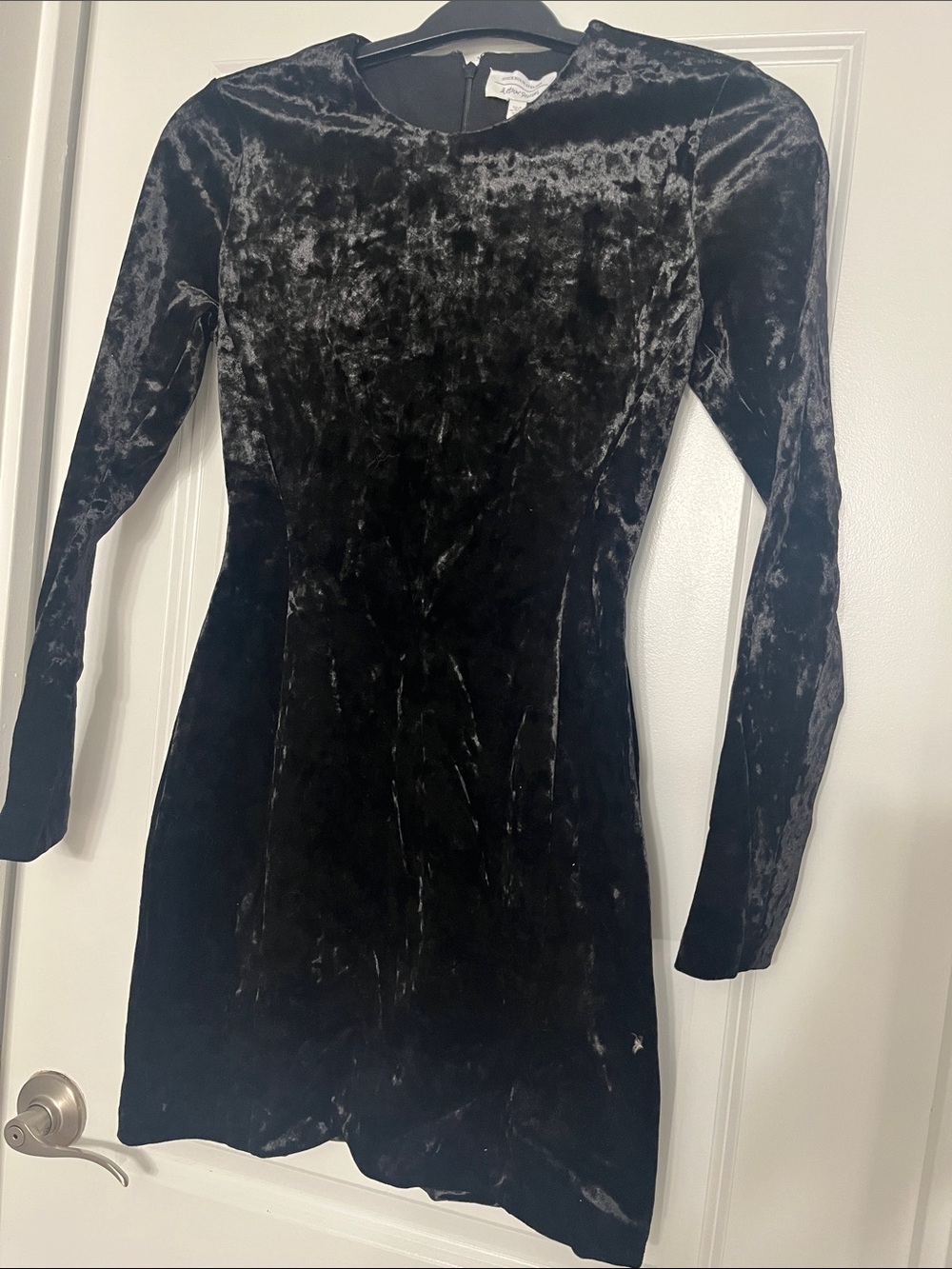 & Other Stories Black Crushed Velvet Mini Dress
